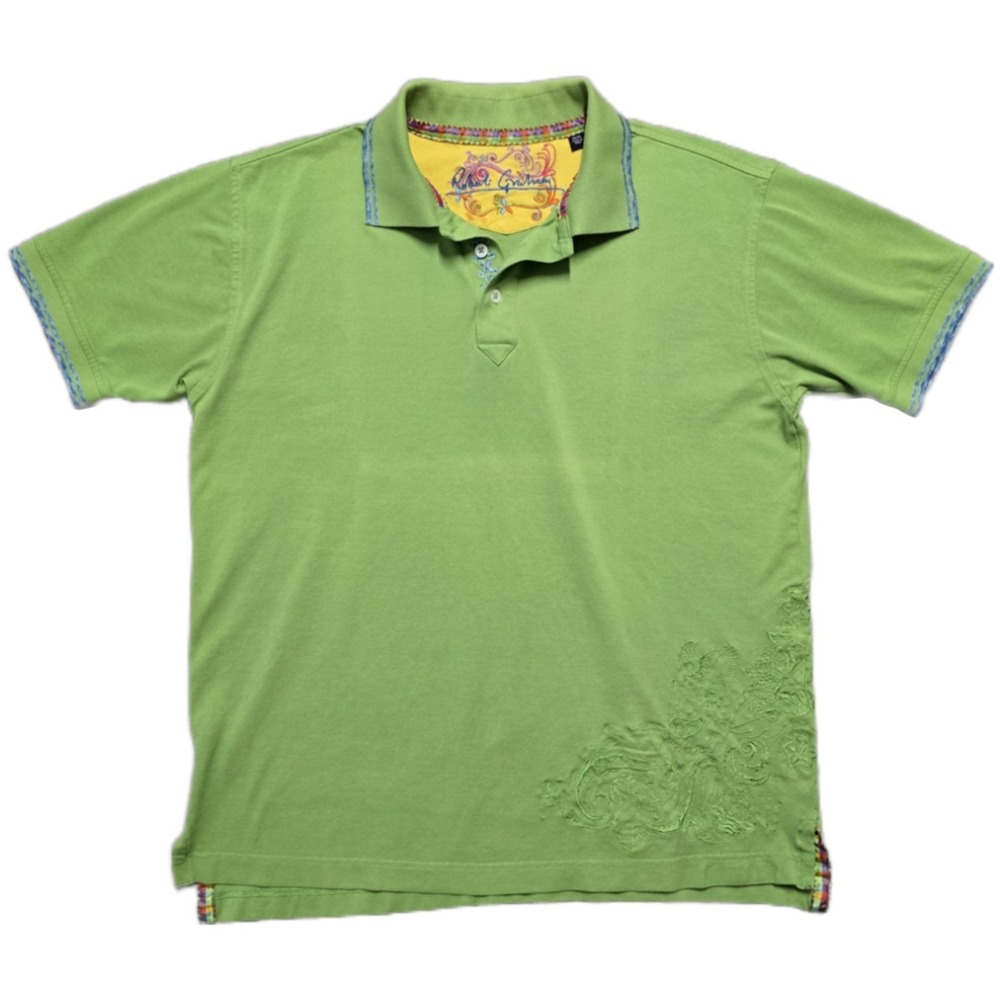 Robert Graham Embroidered Mens Polo Shirt Light Green Size M